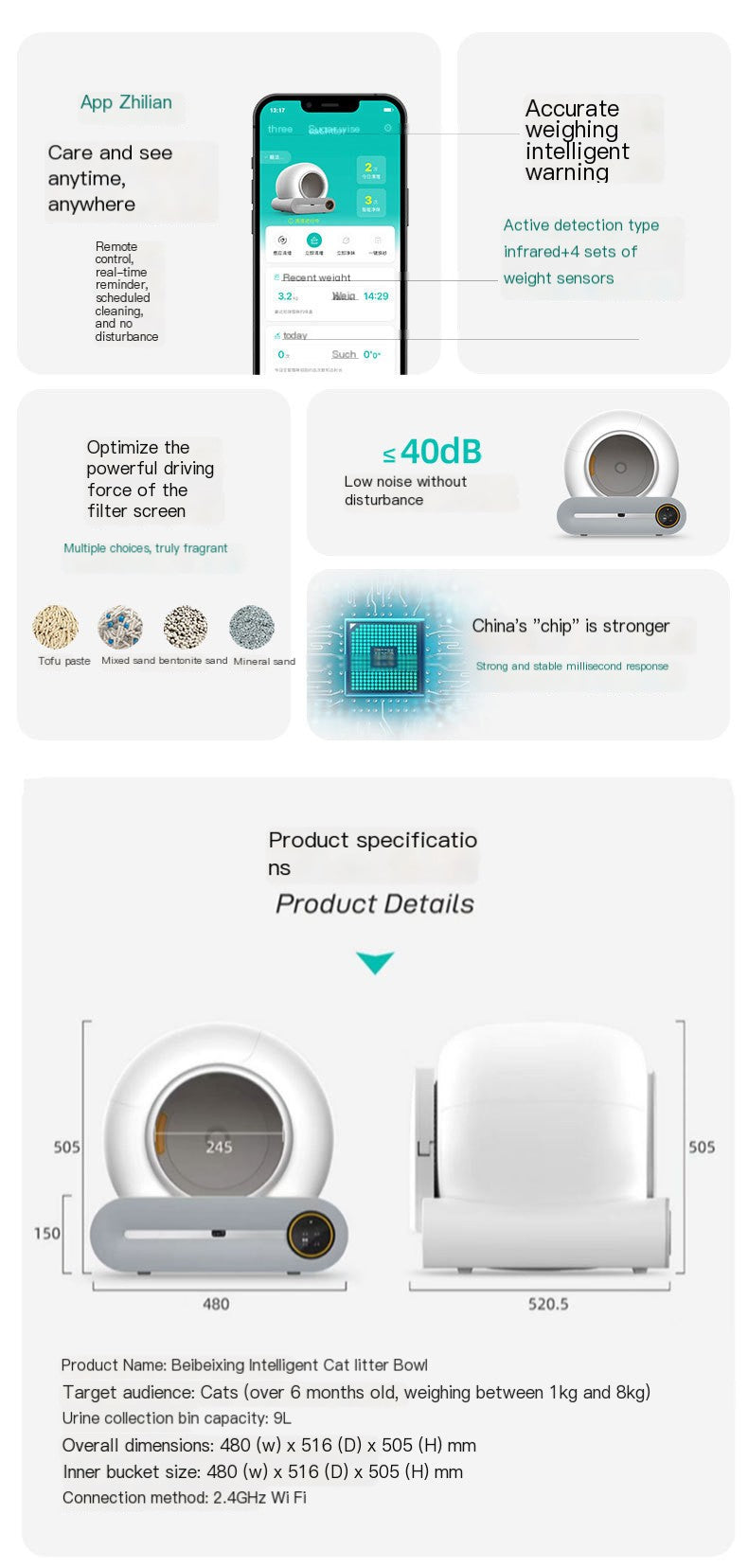 Smart Automatic Cat Litter Box with Odor Control – Large Capacity