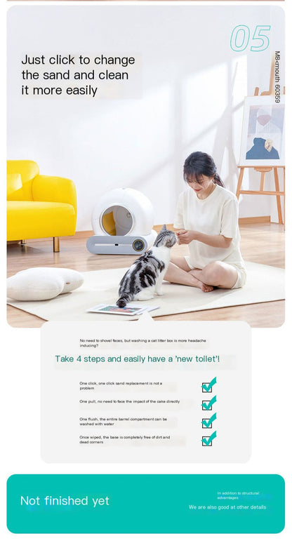 Smart Automatic Cat Litter Box with Odor Control – Large Capacity