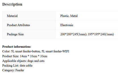 Pet Feeder 5L Automatic Feeding Machine