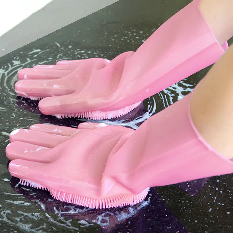 Silicone Dish-washing Gloves for Kitchen Tasks