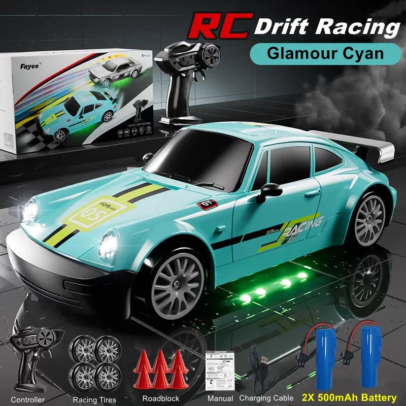 RC Drift Car with LED Lights – 2.4GHz, 20KM/H, 4WD