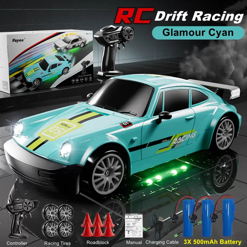 RC Drift Car with LED Lights – 2.4GHz, 20KM/H, 4WD