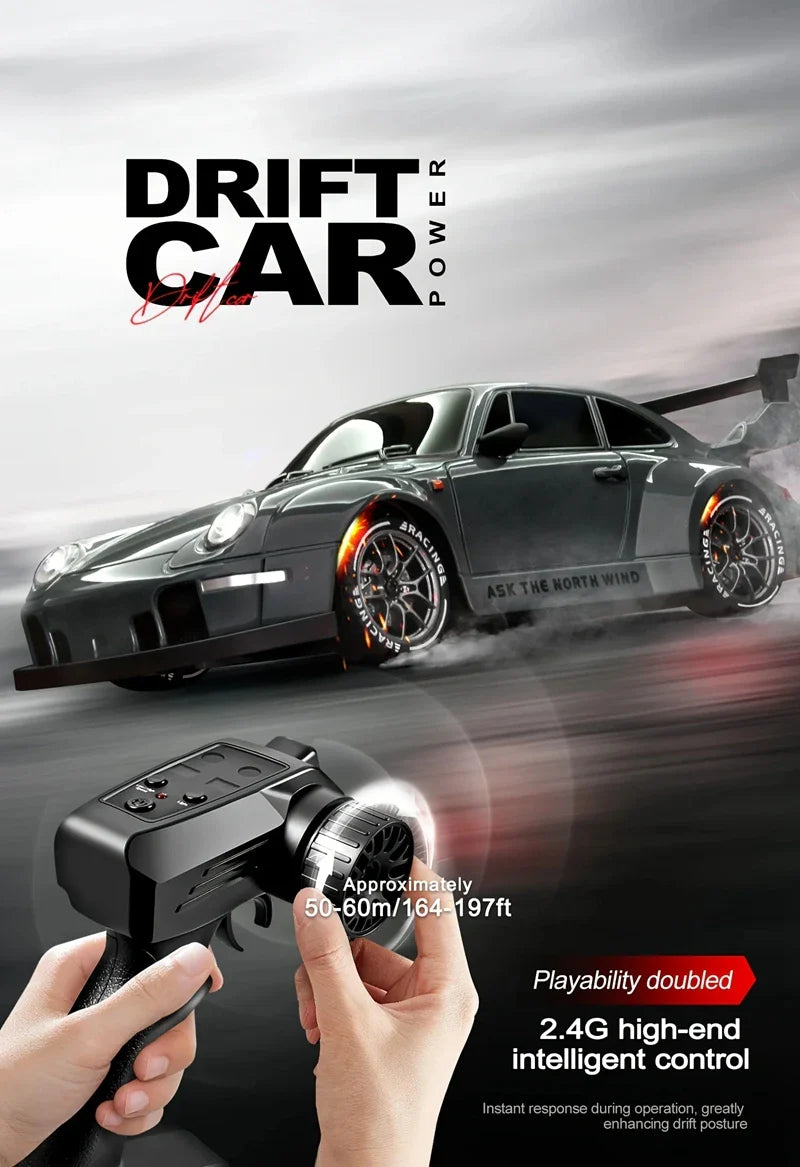 RC Drift Car with LED Lights – 2.4GHz, 20KM/H, 4WD