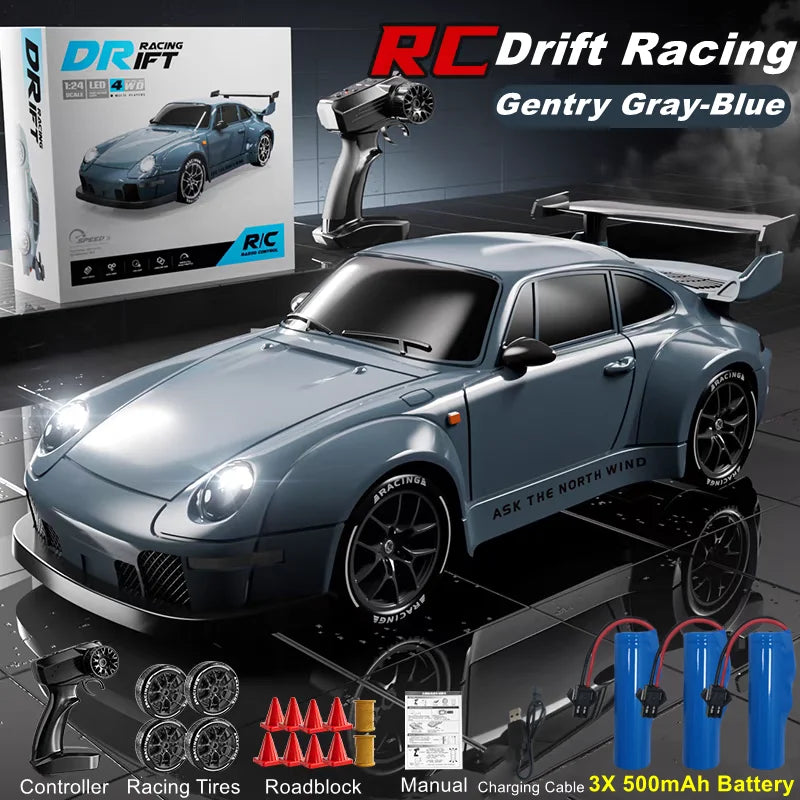 RC Drift Car with LED Lights – 2.4GHz, 20KM/H, 4WD