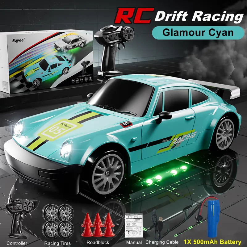RC Drift Car with LED Lights – 2.4GHz, 20KM/H, 4WD