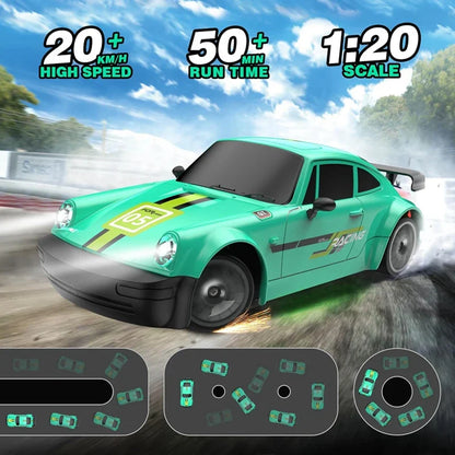 RC Drift Car with LED Lights – 2.4GHz, 20KM/H, 4WD