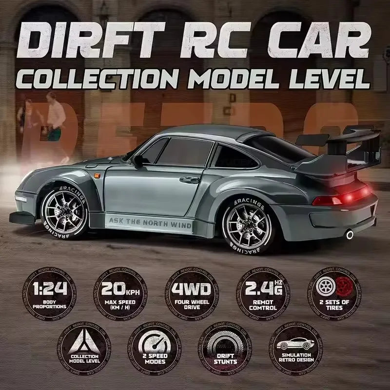 RC Drift Car with LED Lights – 2.4GHz, 20KM/H, 4WD