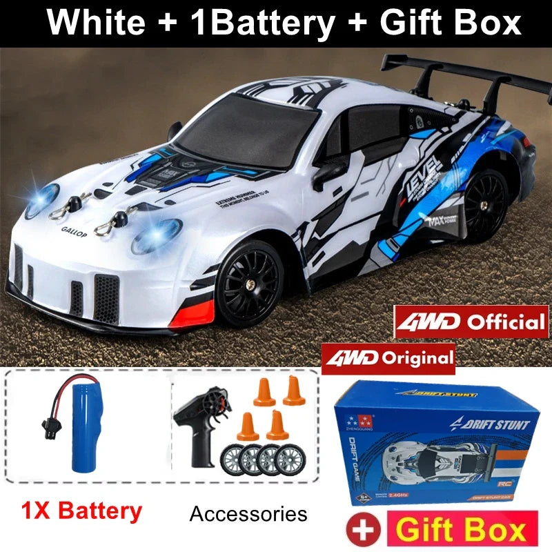 RC Drift Car with LED Lights – 2.4GHz, 20KM/H, 4WD